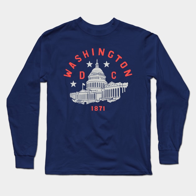 Washington DC 1871 Vintage Capitol Long Sleeve T-Shirt by lorenklein